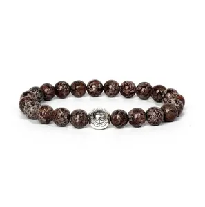 8mm gemstone beaded yoga bracelet with alloy spacer, stylish beaded jewelry for daily wear.