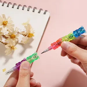 Creative stacking block pencil with cute bear segments, non-sharpening design for students.