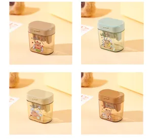 Cute capybara double hole pencil sharpener, mini aesthetic school stationery for kids.