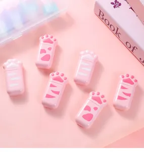 Cute pink cat paw correction tape set, mini portable student stationery gift supplies for school.