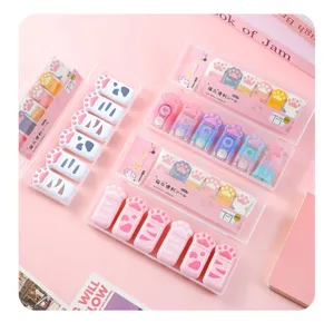 Cute cat paw correction tape and sticky notes set, portable mini stationery gift box for students.