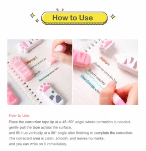 Mini cute cat paw correction tape portable student stationery white out tape smooth writing