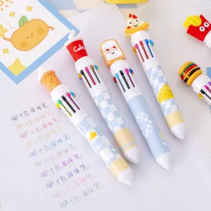 Cute cartoon 10-color ballpoint pen snack shape creative multi-color press pen students