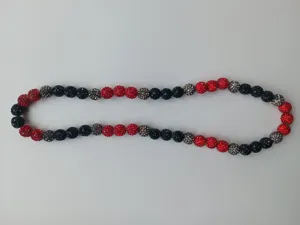 10mm Shamballa disco ball bead necklace in red black silver for hip hop style
