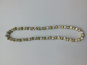 Detailed view of 10mm gold and silver Shamballa disco ball crystal necklace beads