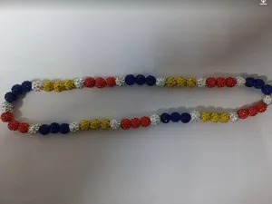 Multicolor Shamballa beaded necklace featuring 10mm sparkling clay disco ball beads