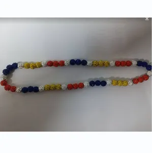 Shamballa Style Polymer Clay Rhinestone Beaded Necklace Colorful Disco Ball Crystal Beaded Stretch Strand Necklace Jewelry