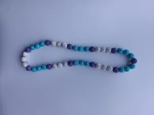 Detail of colorful shamballa necklace with sparkling clay rhinestone beads