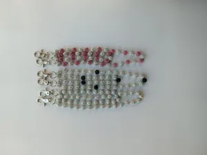 Sparkling rhinestone Shamballa bead keychains and bag chains with metal lobster clasps.