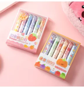 Cute fruit and vegetable mini highlighter set, 6pcs colorful pens for student school.