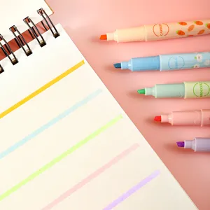 Cute fruit and vegetable highlighter pen set pastel marker for student school stationery
