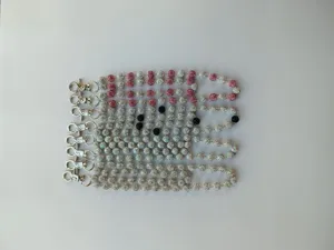 Details of 8mm rhinestone shamballa bead pants chain arranged in cute cartoon character shape.