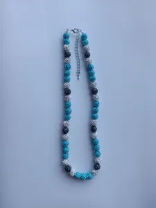 10mm Shamballa Rhinestone Clay Bead Necklace with Adjustable Extension Chain Lobster Clasp