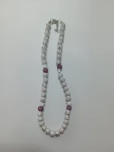 10mm rhinestone clay ball beaded necklace with lobster clasp and extension chain for women