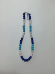 Detail view of colorful rhinestone disco ball beads necklace featuring secure metal lobster clasp.