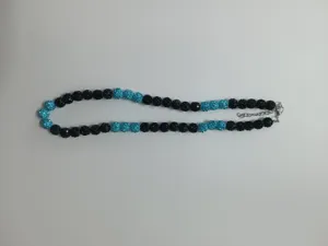 10mm clay rhinestone bead necklace with lobster clasp and extension chain for women daily wear.