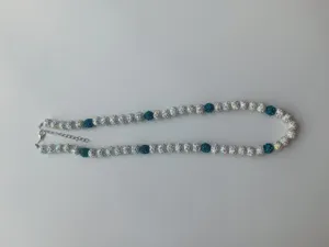 10mm clay rhinestone shamballa bead necklace with lobster clasp and extension chain.
