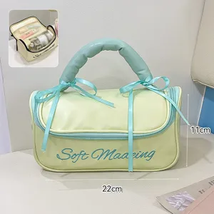 Grand sac à maquillage de voyage imperméable, dimensions 22x11cm avec ruban déco