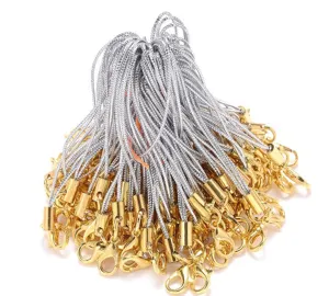 DIY jewelry accessories gold lobster clasp silver cord phone charm lanyard bulk parts