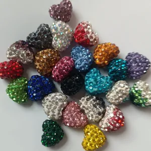 Bunte Strass Herzperlen für DIY Schmuckherstellung, halbgebohrte Kristall Anhänger.