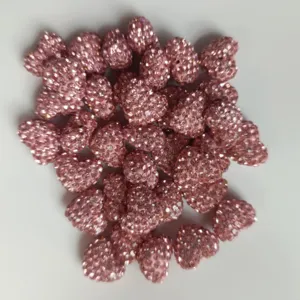 Rosa Strass Herz Perlen Ton gepflasterte Kristall Anhänger für DIY Schmuck Detail Ansicht