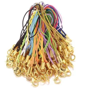 DIY Phone Lanyard Strap With Lobster Clasp Metal Tube Colorful Cord