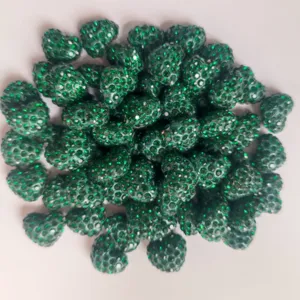 Grüne Strass Herz Ton Perlen, Shamballa Kristall Anhänger Charms für DIY Schmuck Basteln.