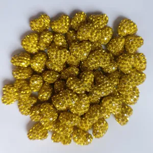 Gold Strass Herz Perlen DIY Schmuck Pave Ton Anhänger 12x14mm Basteln Zubehörteile