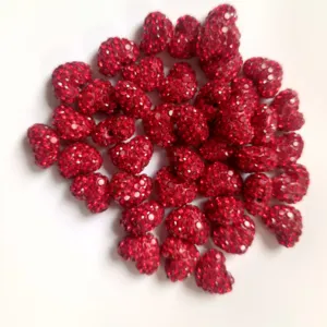 12x14mm Halb-Loch Strass Herz Perlen Ton Paved Kugel DIY Schmuck Zubehör Accessoires