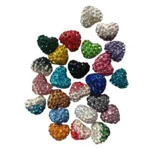12x14mm halbes Loch Strass Herz Ton Perlen fuer DIY Schmuckherstellung Ohrringe Anhaenger