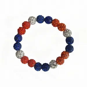 Shamballa Rhinestone Polymer Clay Ball Elastic Necklace Bracelet Set Colorful Crystal Rhinestone Hip Hop Fashion Jewelry For Women