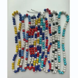 Colorful 10mm rhinestone clay ball Shamballa beaded necklace fashion crystal jewelry