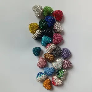 Herz Strass Shamballa Ton Perlen DIY Ohrring Anhänger Schmuck Zubehör Kristall Besetzt Handwerk Perlen Komponenten