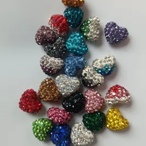 12x14mm Halbgesicht Strass Herz Perlen Shamballa Ton Kristall Anhänger für Ohrringe Schmuck