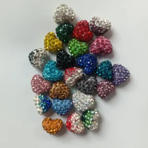 12x14mm Strass Herz Perlen Pave Ton Kugel Anhänger für die DIY Schmuckherstellung
