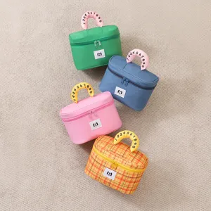Cute Color Blocking Cosmetic Bag Large Capacity Makeup Organizer Portable Waterproof Travel Toiletry Storage Pouch For Women
