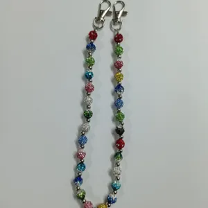 Colorful rhinestone shamballa beads waist chain hip hop jeans hanging chain accessory
