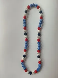 Patriotic red white and blue rhinestone disco ball bead Shamballa necklace variant