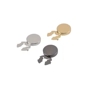 Juego de tres botones metálicos para cuello sin costura en oro plata y gris plomo