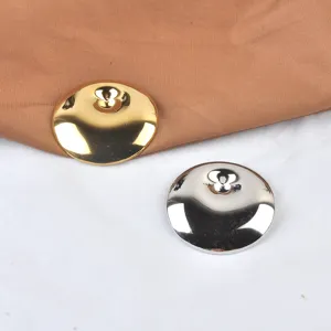 High-gloss stainless steel circular concave brooches in metallic gold and silver finish