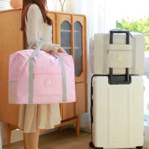 Große Kapazität Faltbare Reisetasche Damen Wasserdicht Polyester Koffergriffhülle Handtasche Wochenende Duffel Aufbewahrungstasche