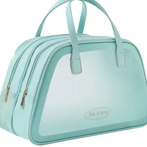 Large travel toiletry bag with dry-wet separation and double-layer storage