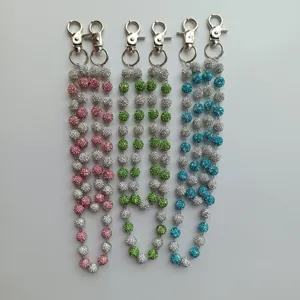 Rhinestone shamballa beads pants chain hip hop waist chain colorful crystal bag hanging chain