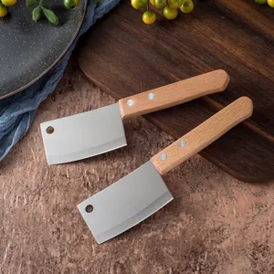 Mini creative unboxing knife, cute wooden handle butter cake knife, portable small cleaver tool.