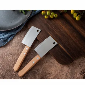 Mini creative box opening knife with wooden handle, cute portable butter knife detail view.