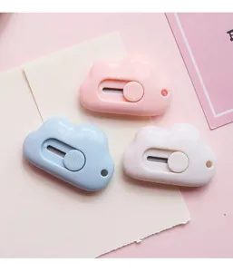 Mini cloud utility knife cute portable student stationery letter opener paper cutter pink blue white