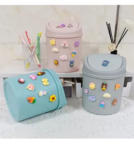 Bureau mini mignon poubelle avec couvercle bureau créatif dortoir d'étudiants petite poubelle