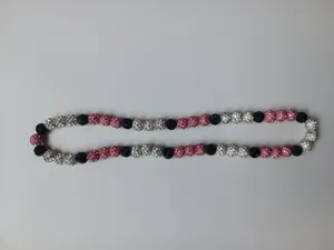 12mm pink black and white rhinestone disco ball clay Shamballa necklace for women