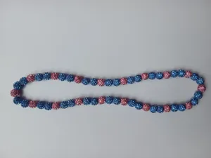 12mm Shamballa clay disco ball rhinestone necklace in pink and blue alternating colors