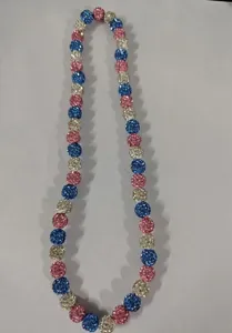 Sparkling 12mm Shamballa disco ball bead necklace in pink blue and silver